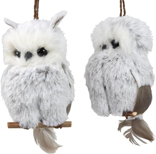 Kurt Adler Owl Ornaments Set - 2 Assorted Brown & White Designs | Perfect Holiday Decor