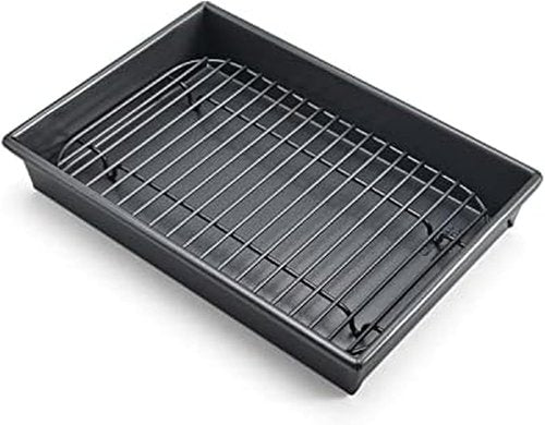 Chicago Metallic Petite Roast Pan Set - Nonstick 10x7 Inch Toaster Oven Baking Pan for Small Batch Cooking