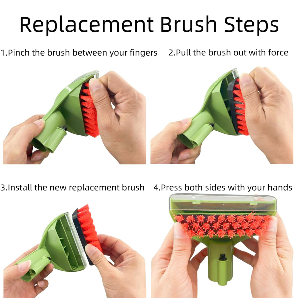 Upgraded 5.3in 1400B Little Green Machine Multi-Purpose Tools Brush detachable Replacement Parts Compatible with bissell 4075 3194 3353 2458 3588F 1425 Tough Stain Brush Tool Attachments (Green 1+1)