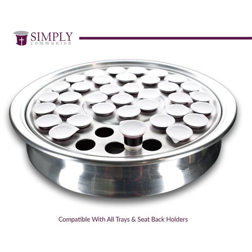 Simply Communion Pre-filled Communion Cups - Tray & Seatback Pew Compatible Cups and Wafer - Concord Juice and Bread - Box of 25 - EASY Open Made in the USA