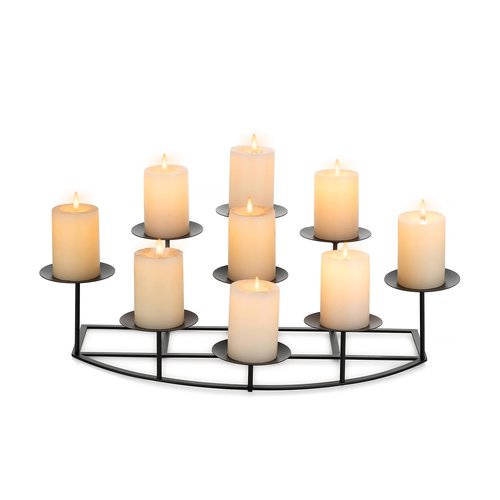 Candeldo Candelabra Fireplace Candle Holder: Black Metal Pillar Candle Holders for Inside Fireplace Mantle Decor Floor Candelabras Table Centerpiece Large