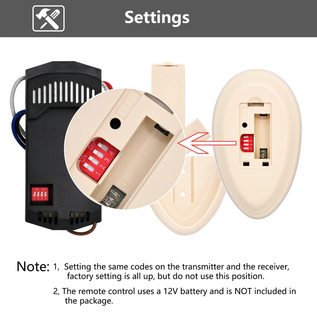 Universal Ceiling Fan Remote Control Kit for Harbor Breeze Hunter Allen Roth Hampton Bay,w/Receiver Light Dimmer 3-Speed, Replacement of L3HFAN35T1 35T1 L3HFAN35T 35T KUJCE9603 UC7202T CHQ7202T