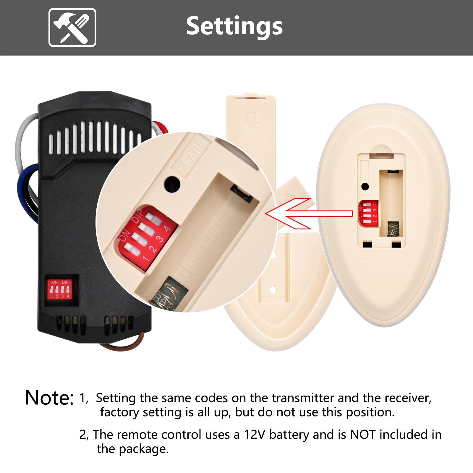 Universal Ceiling Fan Remote Control Kit for Harbor Breeze Hunter Allen Roth Hampton Bay,w/Receiver Light Dimmer 3-Speed, Replacement of L3HFAN35T1 35T1 L3HFAN35T 35T KUJCE9603 UC7202T CHQ7202T