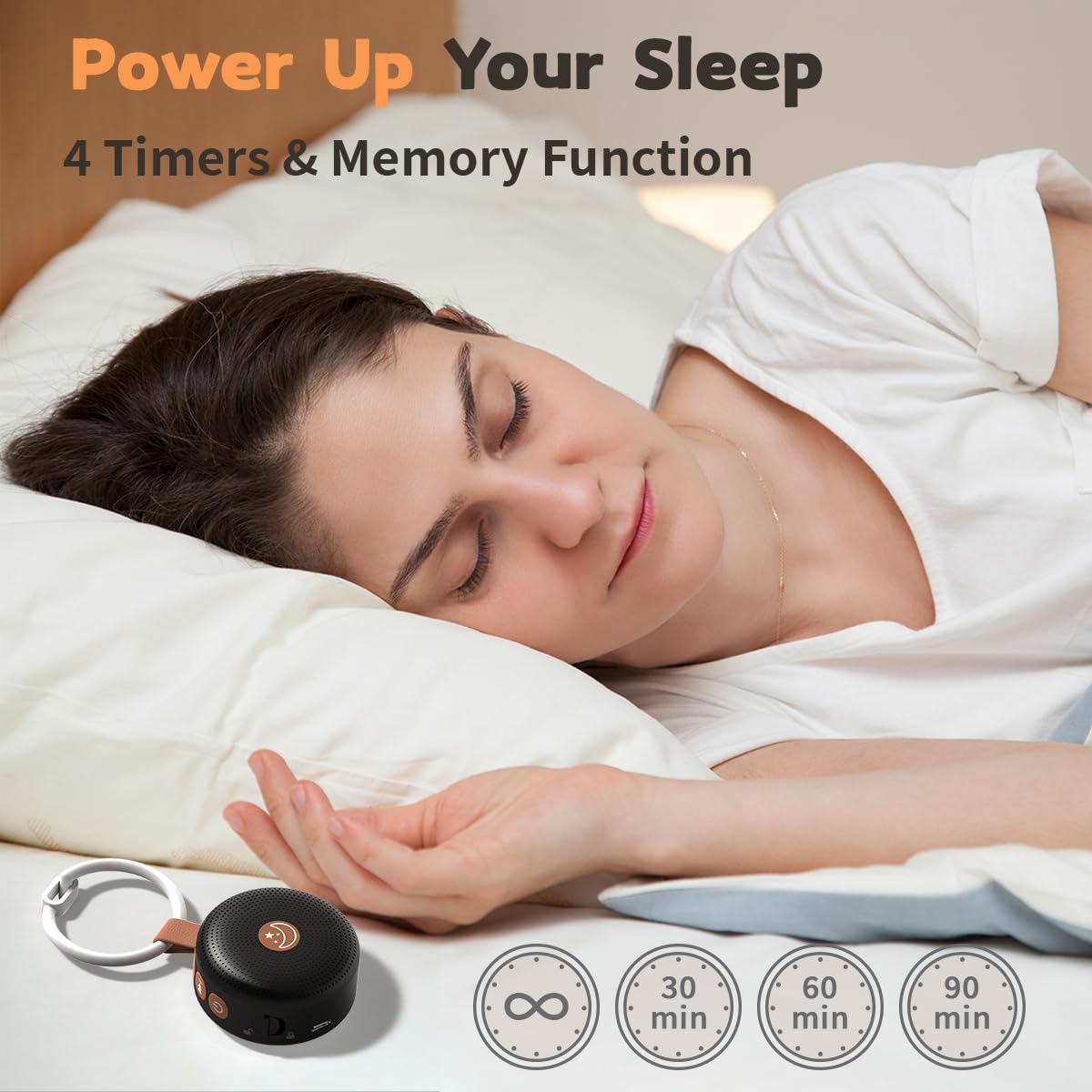 Mini Sound Machine Portable Baby White Noise Machine Brown Noise Machine 30 Soothing Sounds for Kids Adults Auto-Off Timer 32 Volume Levels Battery Sleep Machine for Home Office Privacy