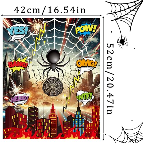 Pin the Spider on the Web Game - Kids Spider Birthday Party Supplies