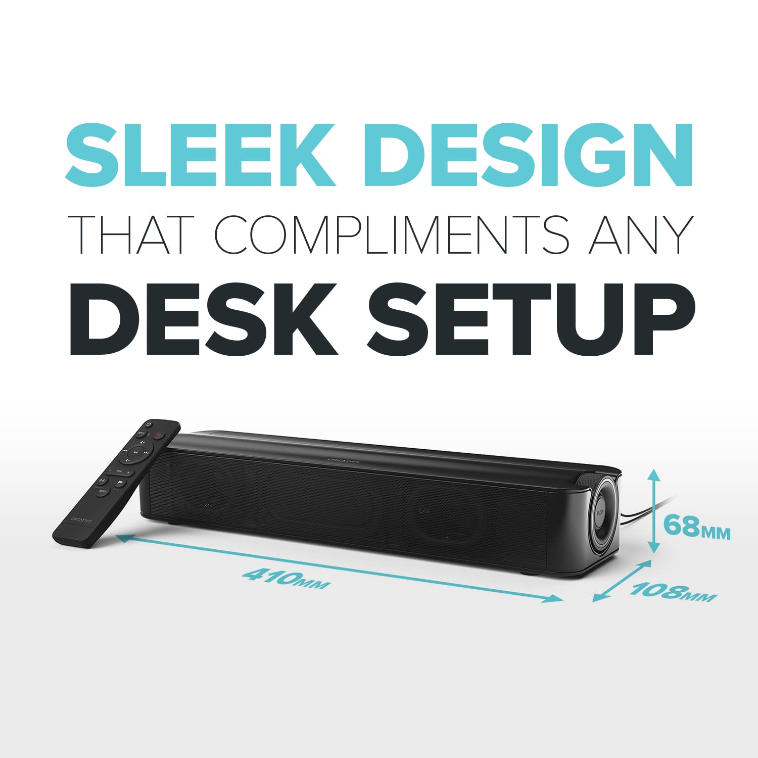 Creative Stage SE 2.0 Bluetooth Sound Bar Speaker - Black - Under Monitor - USB - 1 Pack