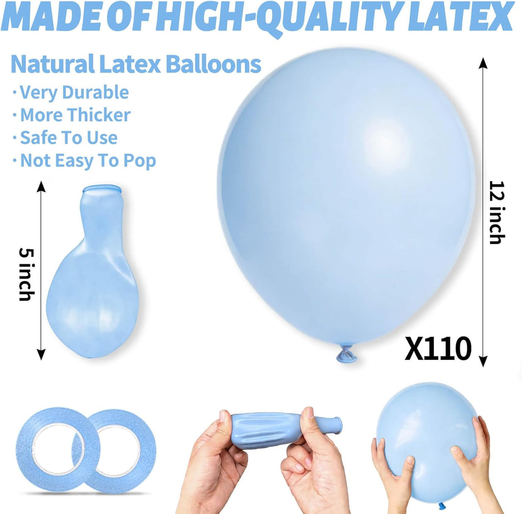Pastel Blue Latex Balloons by [Brand Name] - 110pcs 12 Inch Balloons for Birthday Party & Baby Shower