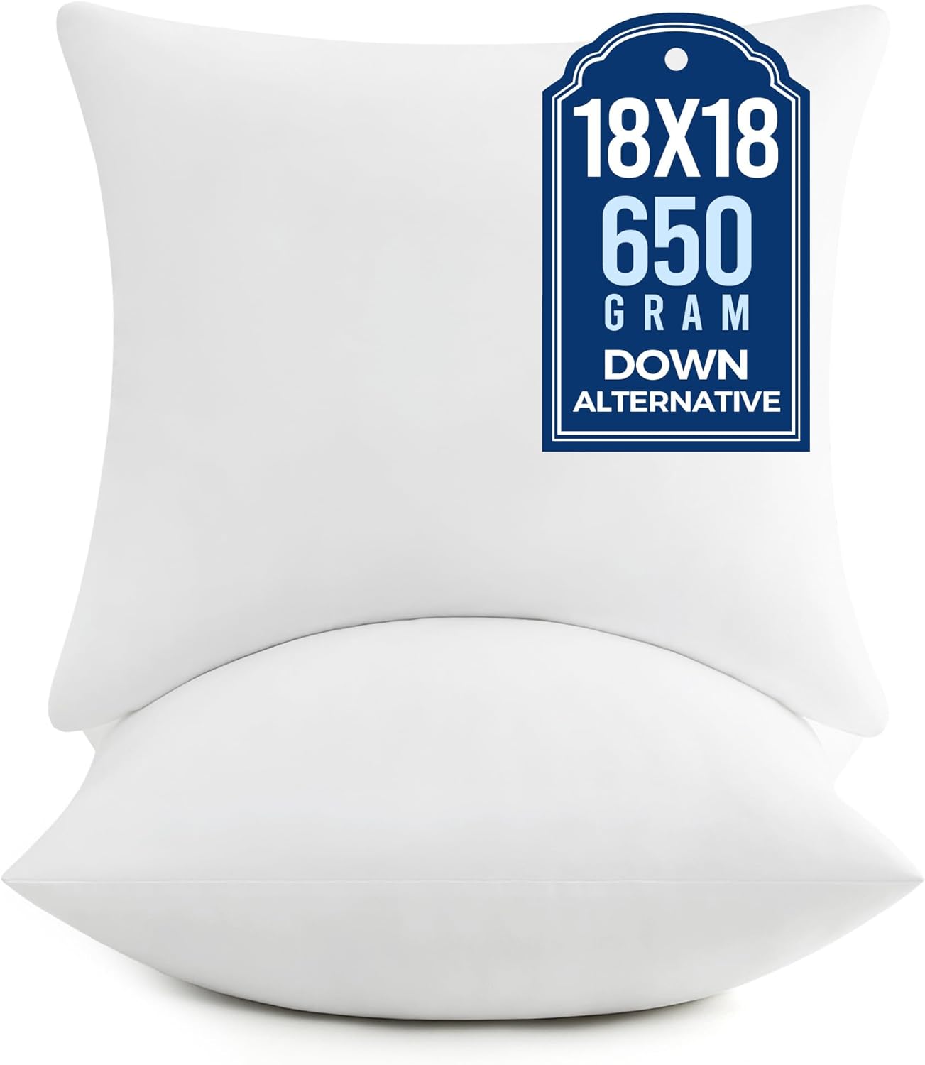 Puredown® Pillow Inserts - Fluffy Down Alternative Square Sham Stuffers | Set of 2, 18x18 Inches
