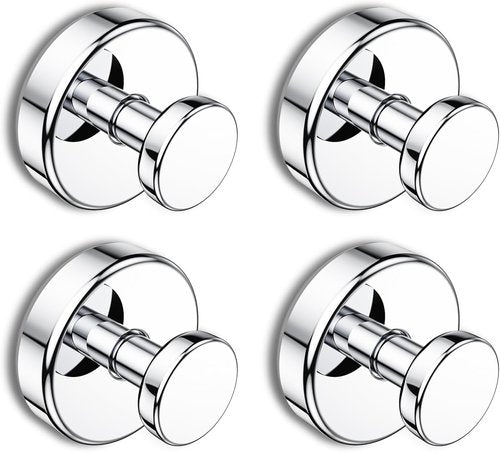 Bntuk Suction Cup Hooks - Removable Bathroom Towel Hooks for Shower & Glass Door | 4 Pack, Chrome
