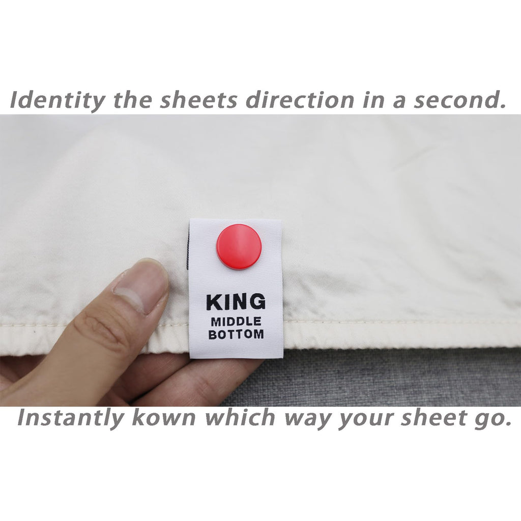 Umttery Bed Sheet Labels for Bedding,Identity The Sheets Direction and Size in Seconds, an Elegant and Easy Solution to Label Sheets, 16 Pack[Mix]