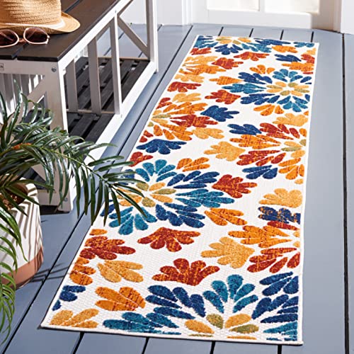 SAFAVIEH Washable Rug Outdoor Cabana Collection - 2' x 6' Runner, Cream & Red, Non-Shedding & Easy to Clean, Ideal for Patio, Backyard, Mudroom (CBN800A)