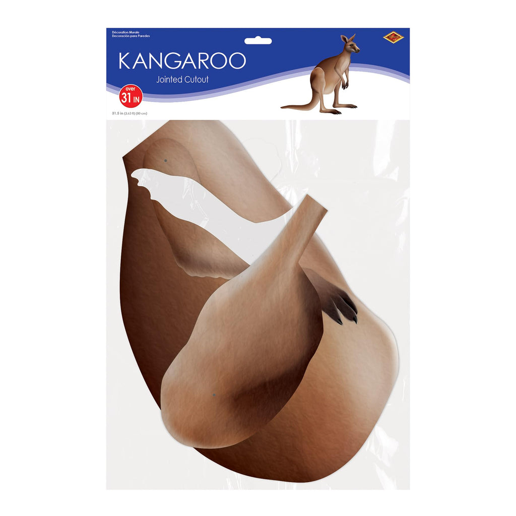 Beistle Jointed Kangaroo Decoration, Australian Outback Party Supplies, Classroom Wall Décor, Vacation Bible School Props, Birthday Party Accent, 31.5" x 30.75"