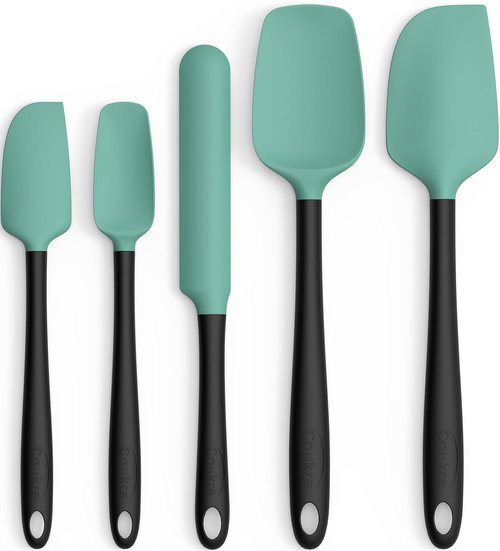 Coukre Silicone Spatula Set - High-Temperature Resistant, Food Grade, Dishwasher Safe | Aqua Green, 5-Piece Set