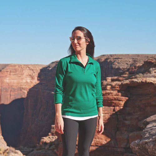 100% Merino Wool - Midweight Womens 1/4 Zip - Midlayer - Emerald Green - XX-Large