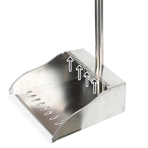 Metal Dustpan Long Handle Stainless Steel Dustpan,Heavy Duty Standing Dust Pan with Teeth, Indoor Outdoor Up for Home Kitchen Lobby Room Office