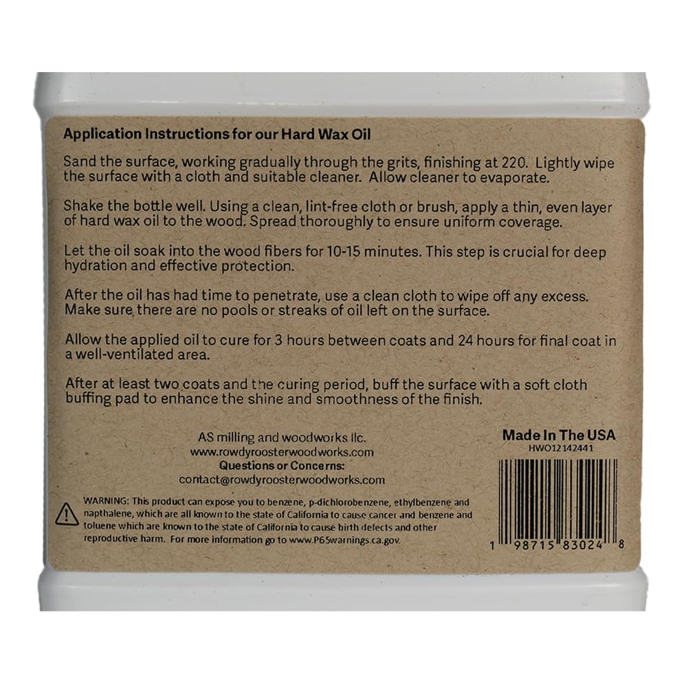 Traditional Hard Wax Oil - Durable Satin Finish with Mineral Oil, Hard Wax, and Linseed Oil for a Beautiful protective Wood Finish. Ideal for bare wood, furniture and more.-USA Made (16 fl.oz)