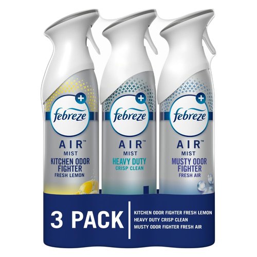 Febreze Air Freshener Spray, Odor-Fighting Room Spray, Heavy Duty Bundle, Heavy Duty Kitchen, Heavy Duty Crisp Clean, Musty Odor Fighter Scent Mix, 8.8oz, 3 Count