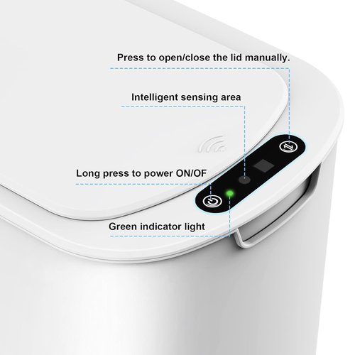 Cesun Motion Sensor Trash Can - 5 Gallon Touchless Smart Wastebasket for Bathroom & Office | White
