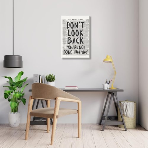 Don't Look Back - Black and White Retro Newspaper Wall Art by [Brand Name] | Inspirational Quote Poster for Preppy Aesthetic Room Decor - 8x12 Inch Unframed