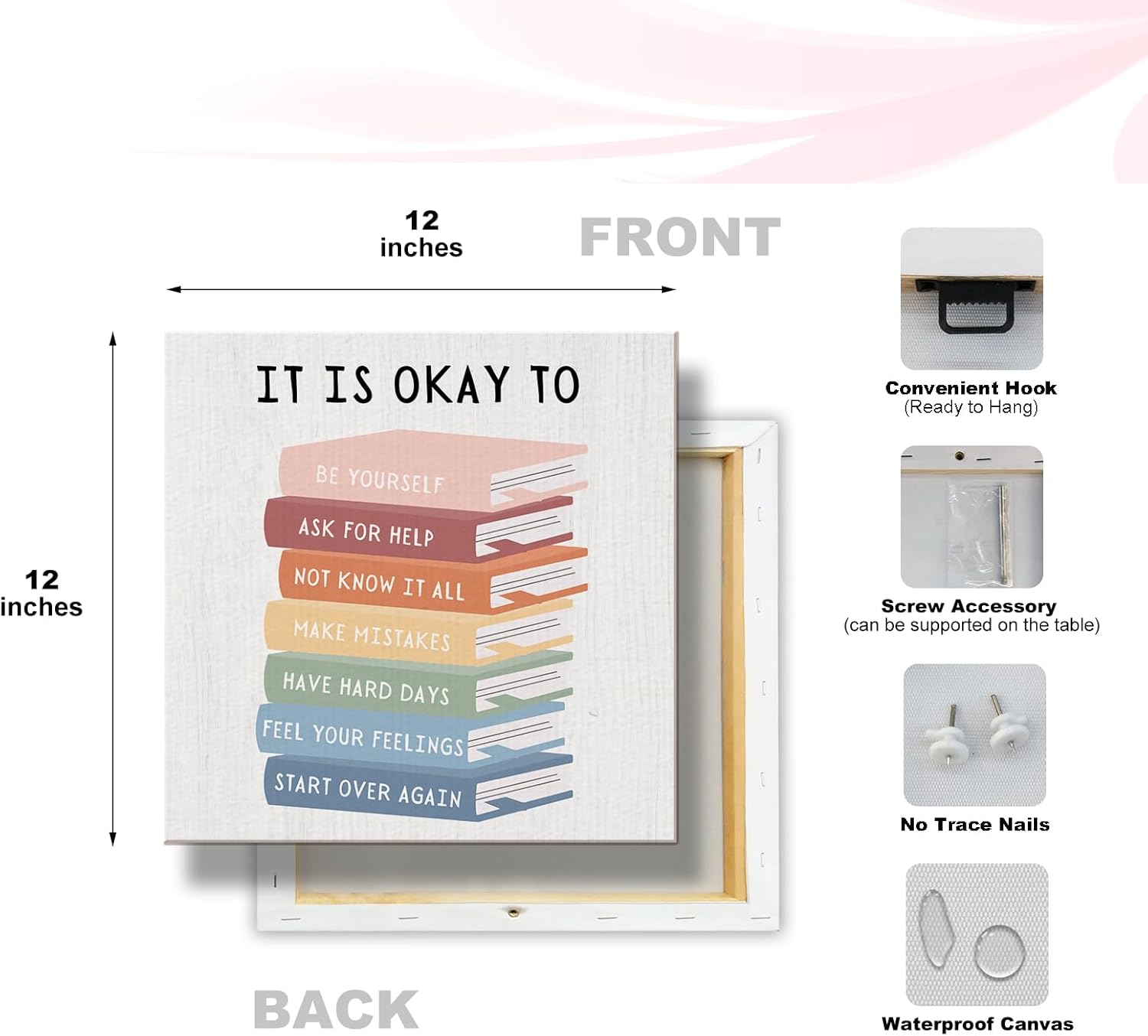 Skiennix Decorative Canvas Wall Art - Positive Affirmations Framed Prints for Home | 11.8x11.8 IN
