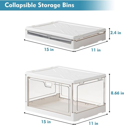 Kmiectse Clear Storage Bins - Stackable & Sturdy 3-Pack | 23 QT Multifunctional Folding Bins with Lid