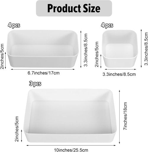 Kifmurase 11-Piece Stackable Plastic Drawer Organizer Set - Versatile Storage for Makeup, Jewelry & Gadgets
