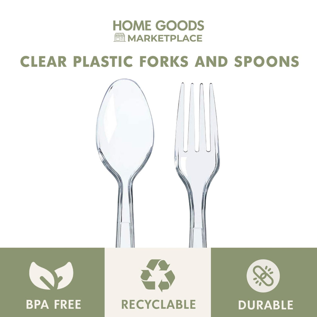 Clear Plastic Silverware Set, 120 Count Spoons and Forks, Perfect for Parties, Holiday Gatherings, Picnics, and Stocking the Pantry