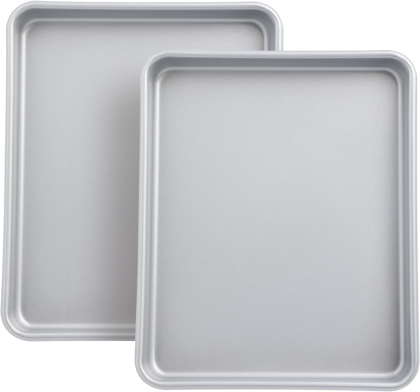 Skiennix Nonstick Baking Trays - 2-Pack 11-Inch Heavy Duty Cookie Sheet Pans | Dishwasher Safe Silver