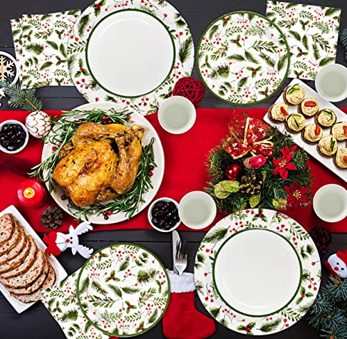 Christmas Party Tableware Set Serves 24 - Disposable Holiday Dinnerware
