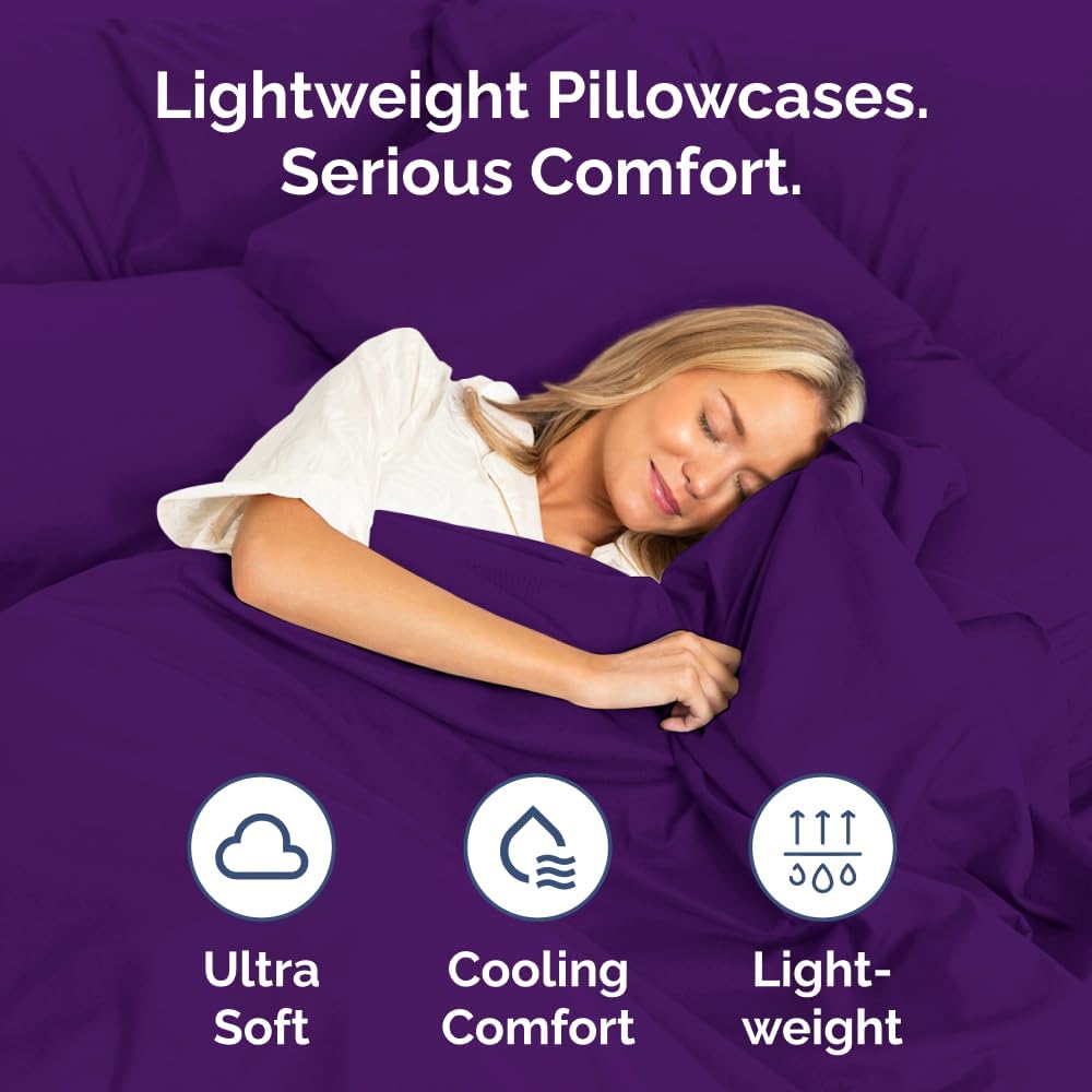 Skiennix Body Pillowcases Set of 4 | Soft 20x54 Long Pillow Covers for Comfortable Sleep - Purple
