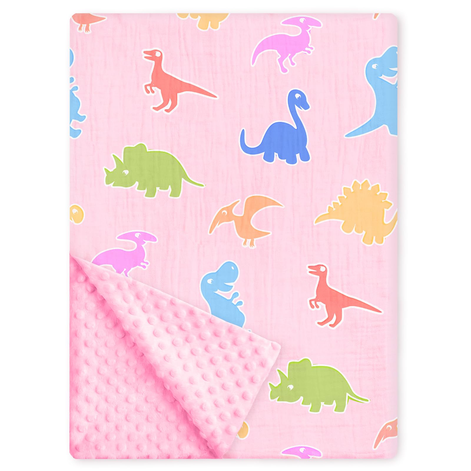 Pink Bow Baby Blankets for Girls, Soft Pink Bow Nursery Minky Blanket with Muslin Front and Dotted Fleece Back for Newborn Warm Pink Cute Blankets for Infant Toddlers 30 x 40in