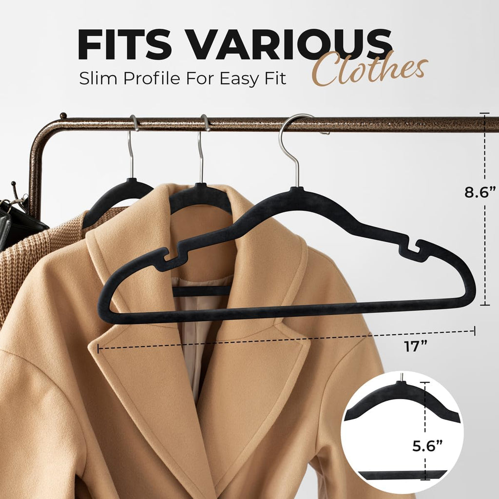 Modern Space Velvet Hangers - 100 Pack Slim Space-Saving Design for Shirts, Pants & Dresses