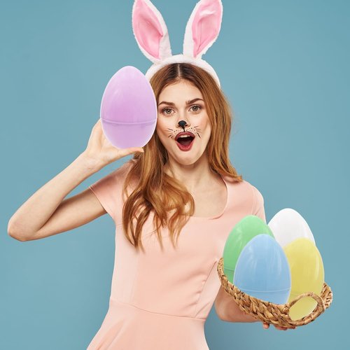 Dreidel Company Colorful Fillable Easter Eggs - 8" Giant Plastic Eggs for Egg Hunts | 4-Pack