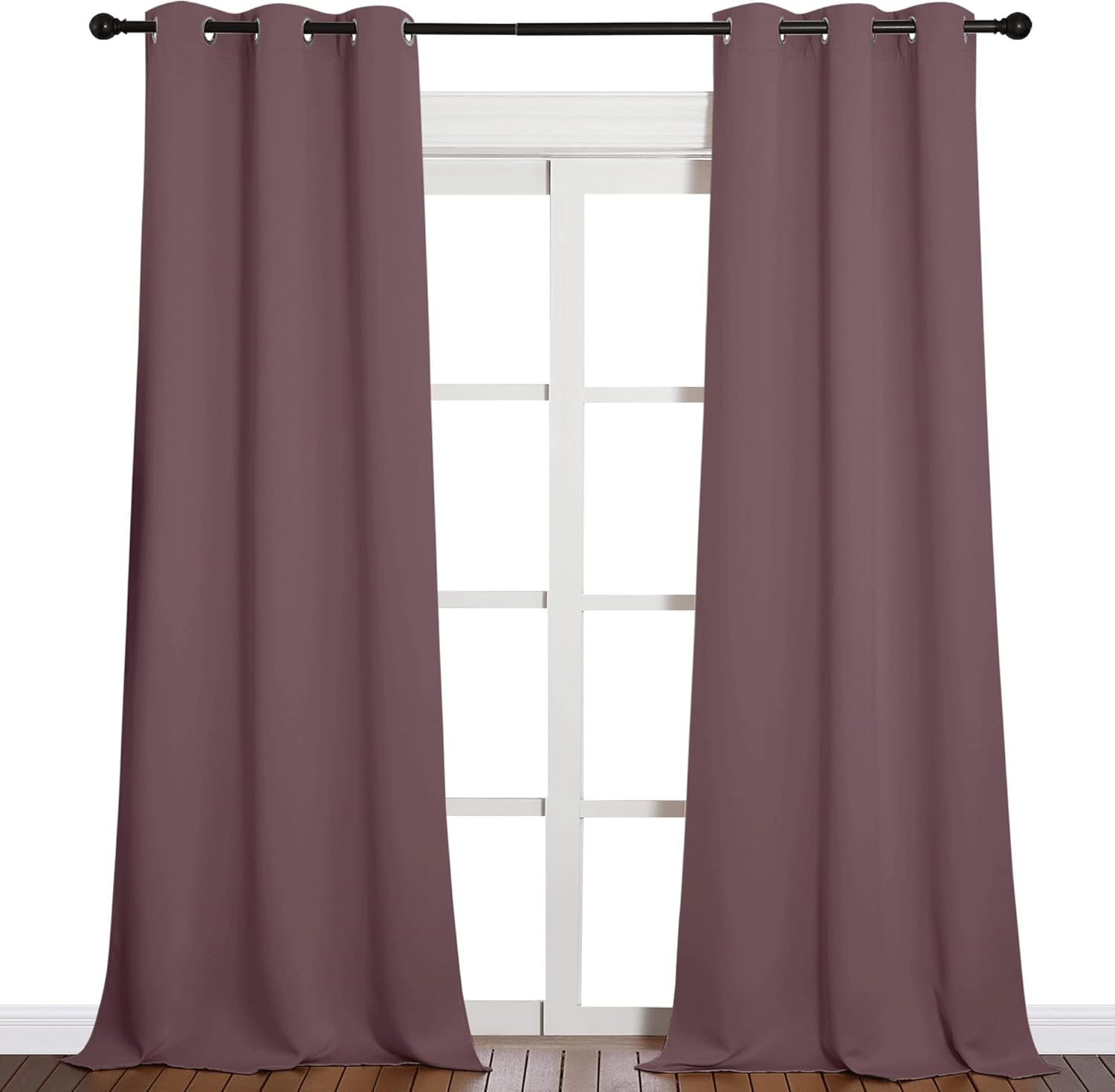 NICETOWN Blackout Curtains for Patio Glass Doors - Dry Rose, 42" x 95", Privacy Panel Drapes