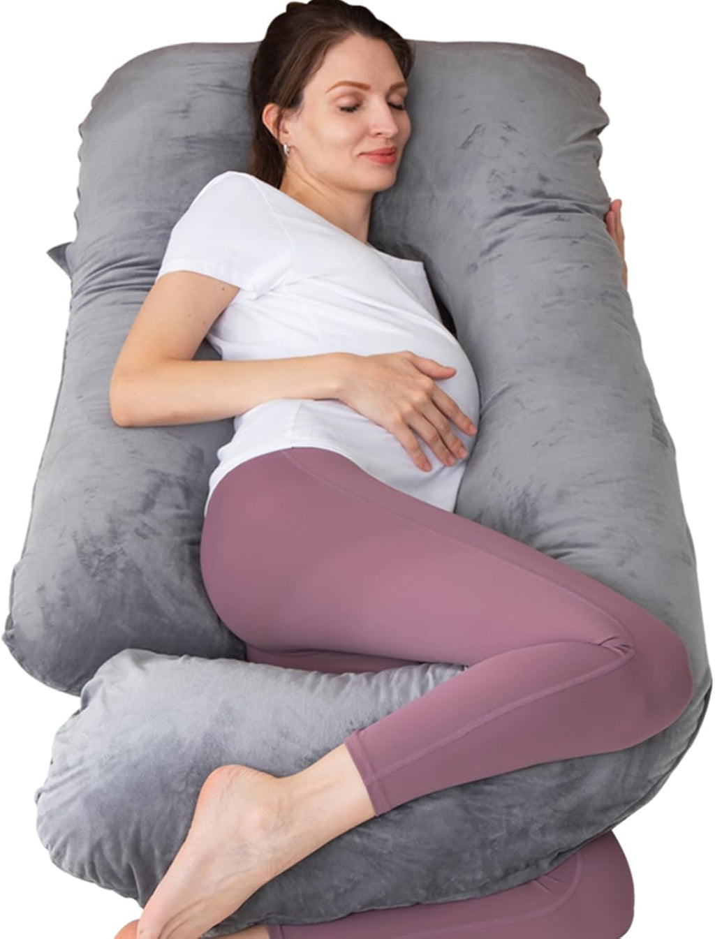 MOON PINE U-Shaped Pregnancy Pillow - Full Body Maternity Support with Cover | Dark Grey