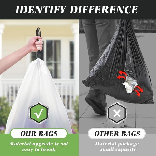 21 Gallon 120 Counts Strong Drawstring Trash Bags Garbage Bags by Teivio, Bathroom Trash Can Bin Liners, Plastic Bags for home office kitchen, White