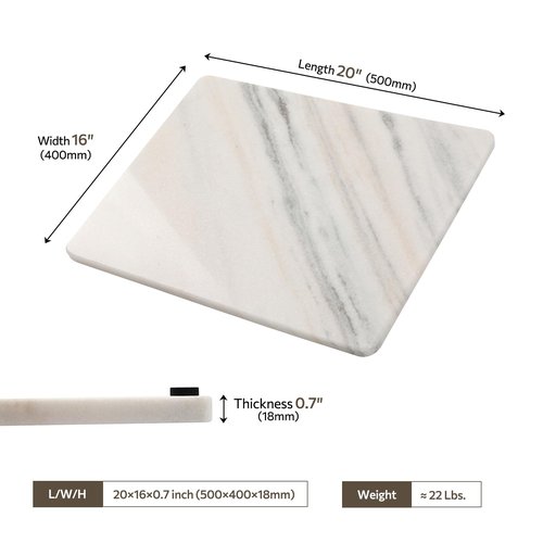 Faticdorr Marble Cutting Board, 16 x 20 Inch Marble Slab, Pastry Board With Non-Slip Feet For Baking, Cheese, Chocolate, Gifts For Housewarm, Aura Calacatta