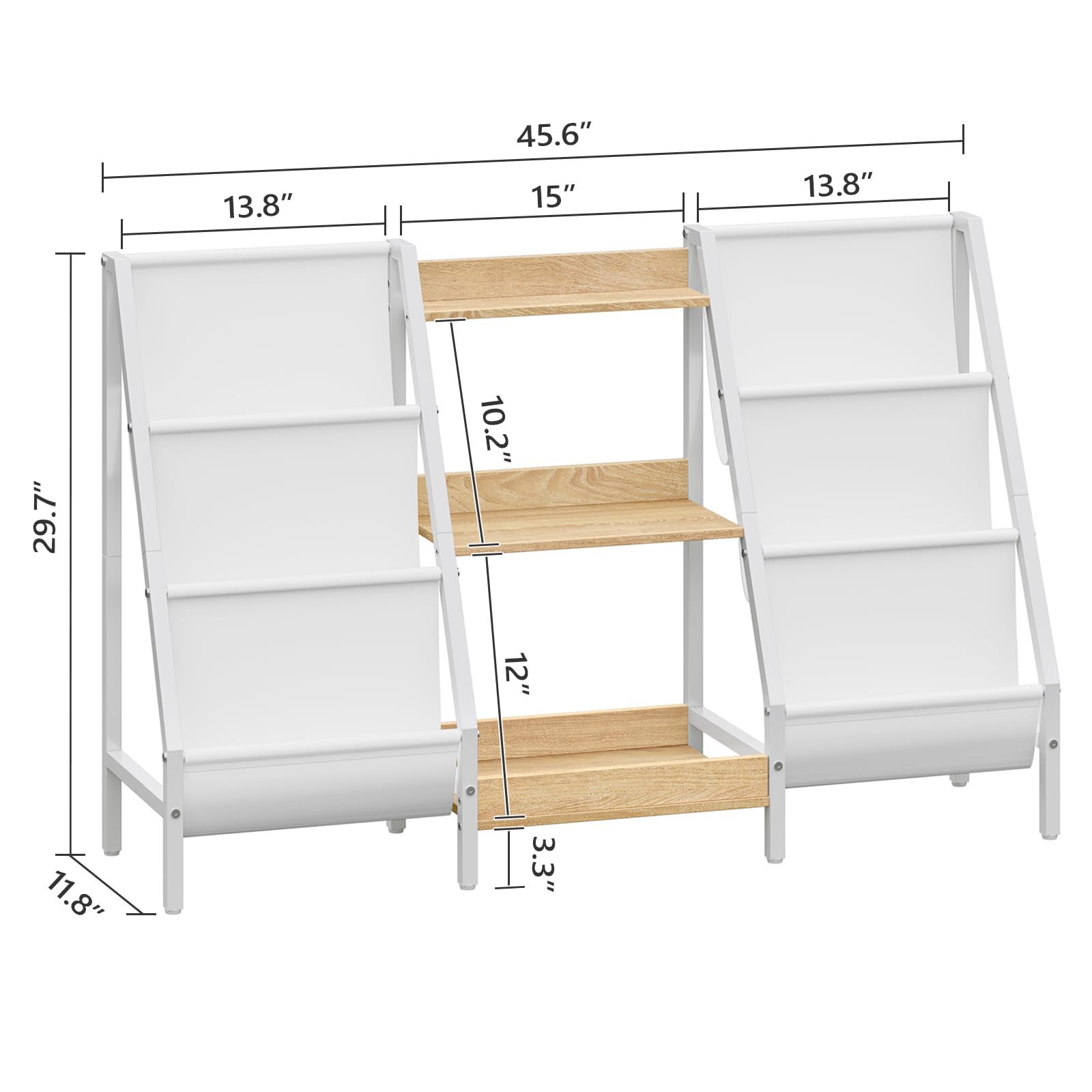 MAHANCRIS Kids Bookshelf and Toy Organizer, 3-Tier Bookshelf for Kids, Sturdy Kid Bookcase with Storage, Toddler Book Shelf for Kids Room, Playroom, Bedroom, Nursery, Natural BKBN34201