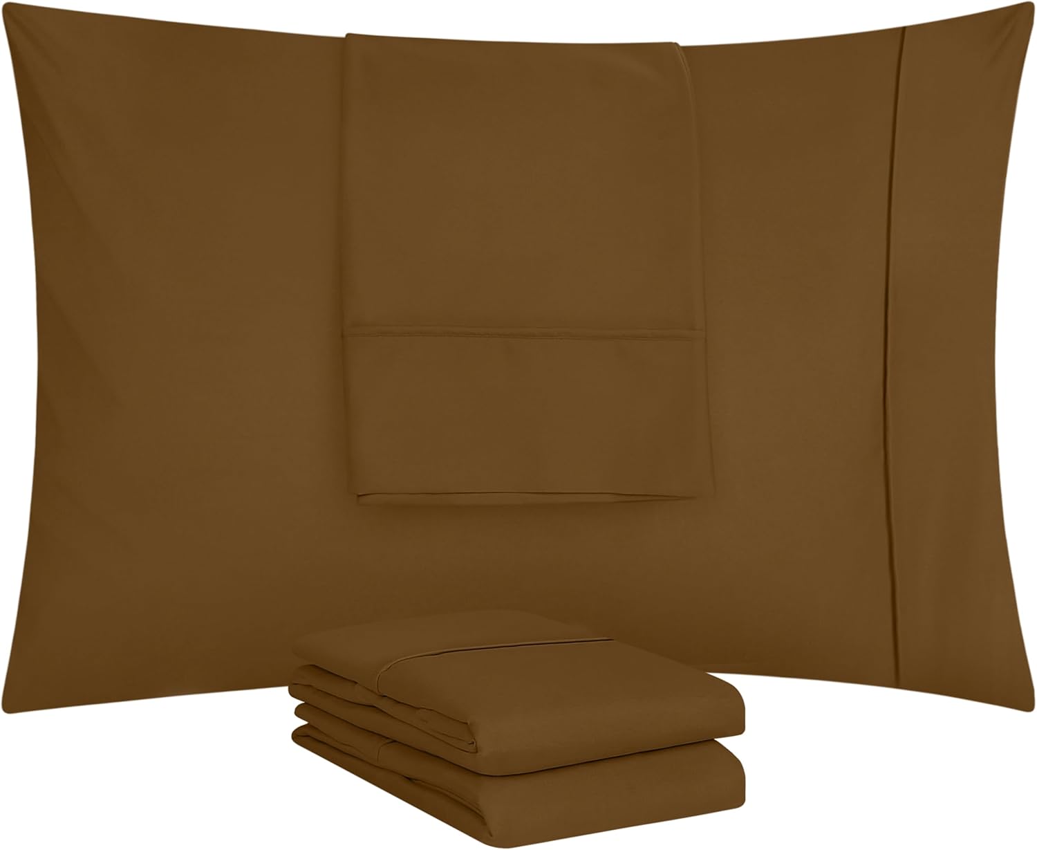 Utopia Bedding King Pillow Cases - Soft Brushed Microfiber - 4 Pack, 20 X 40 Inches, Mocha Color