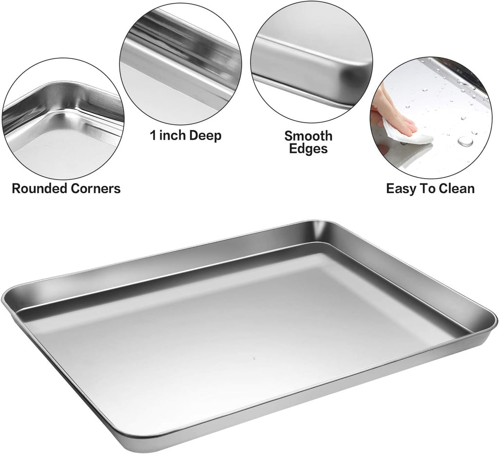 MCIRCO 6-Piece Stainless Steel Baking Sheet Set - Includes Racks & Silicone Mats, 17.3 x 13 Inch