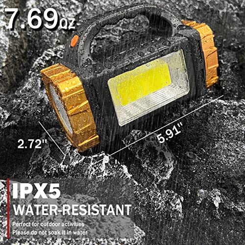 1-Pack Solar Flashlight High Lumens Rechargeable Outdoor Waterproof Spotlight LED Work Light Searchlight Lantern for Camping Emergencies