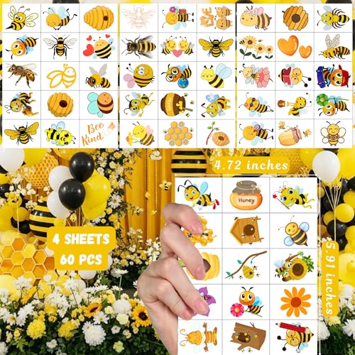 Bee Temporary Tattoos 50Pcs - Honey Party Favors & Kids Gifts