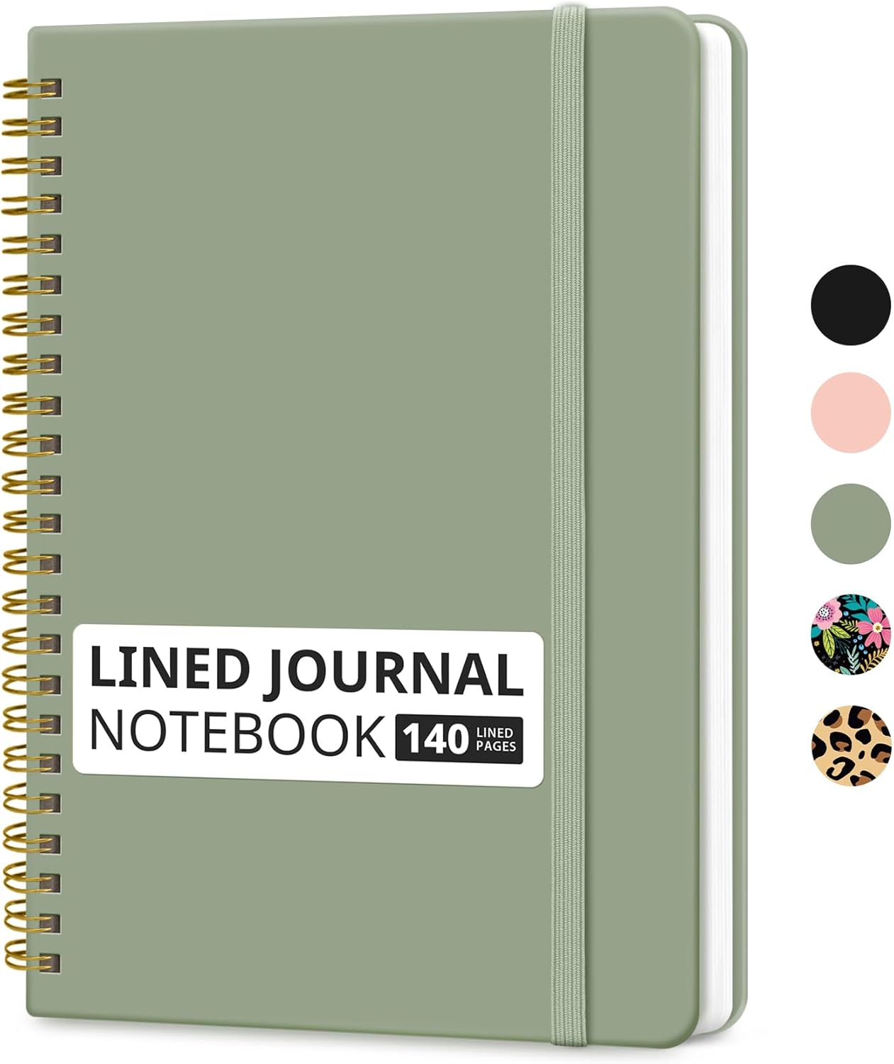 Taja Lined Spiral Journal - 140 Pages College Ruled Hardcover Notebook for Work & Note Taking | A5 (5.7" x 7.9") - Green