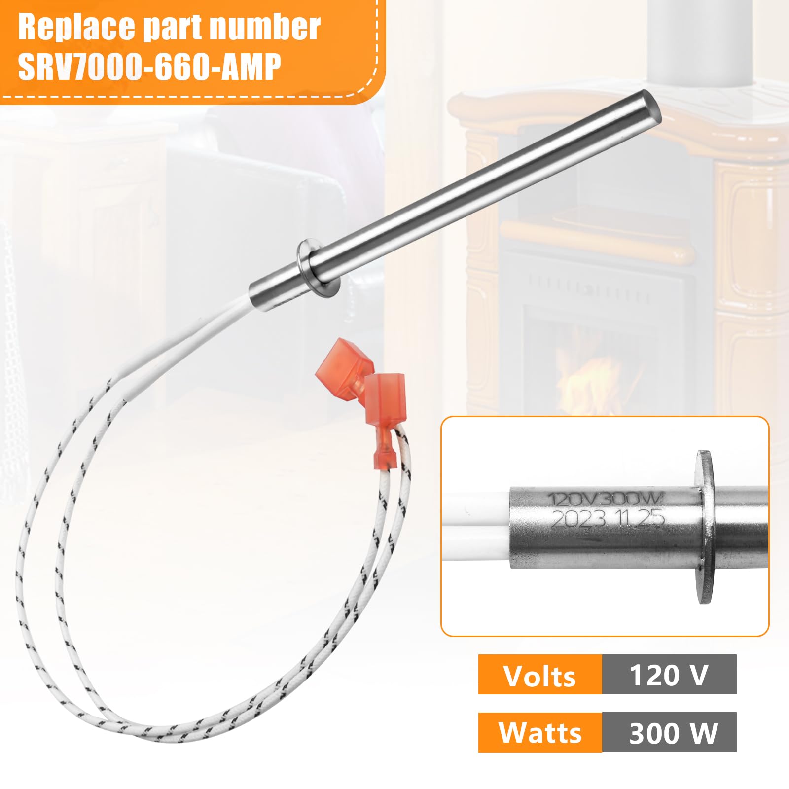 SRV7000-660-AMP Replacement for Pelpro Pellet Stove Igniter & Pleasant Hearth Pellet Stoves Ignitor, 300W