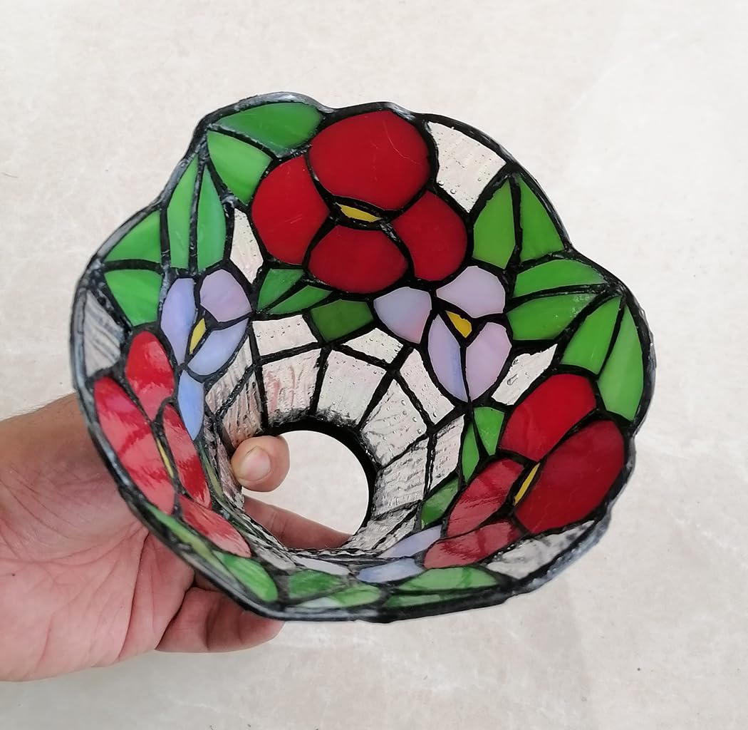 HUIMEIJU Tiffany Style Stained Glass HMJ6030, Tiffany Glass Fan Pendant Lampshade Replacement, Wall Lamp