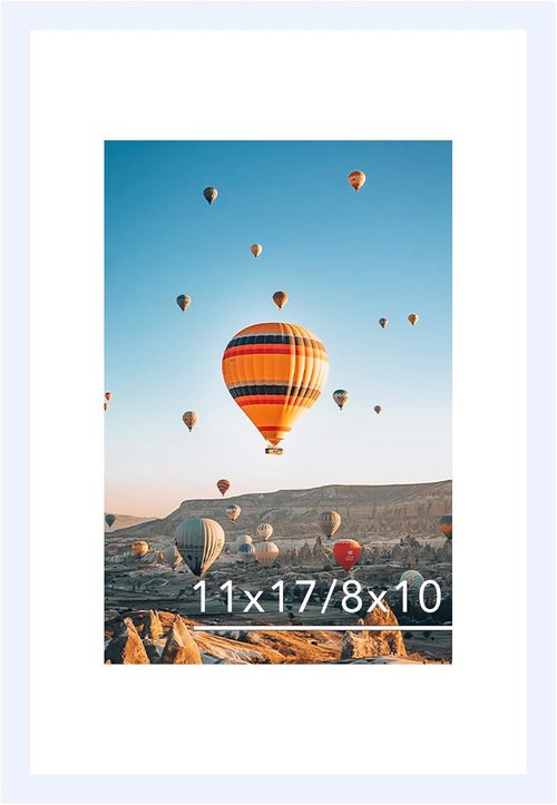 JCJMY 11x17 Picture Frame - White Wall Hanging Frame with Shatter-Resistant Plexiglass | Includes 8x10 Mat