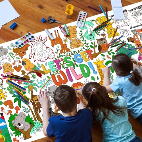 Gatherfun Wild Safari Jungle Coloring Tablecloth 31.5x72