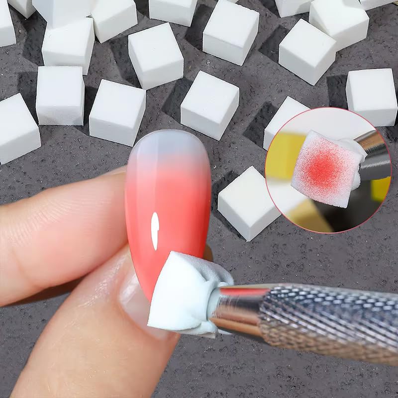 Yimart Soft Nail Sponges for Ombre with Grabber Pen - 100 Pcs
