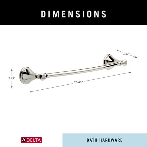 DELTA Cassidy 18 inch Towel Bar, Polished Nickel, Bathroom Accessories, 79718-PN
