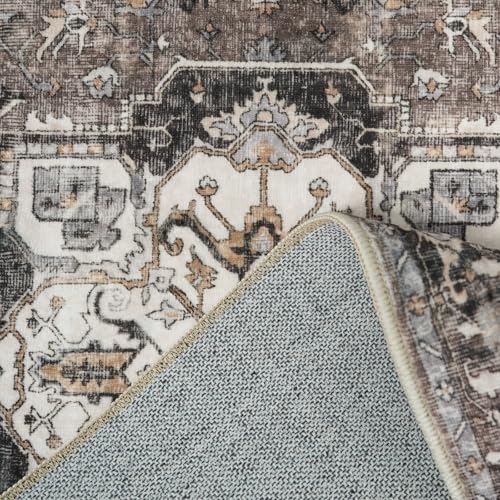 Washable Beige 2x3 Entryway Area Rug - Soft Non-Slip Mat